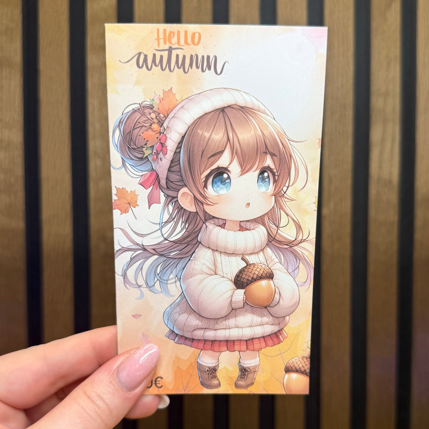 Hello Aumn Chibi Girl I folding card