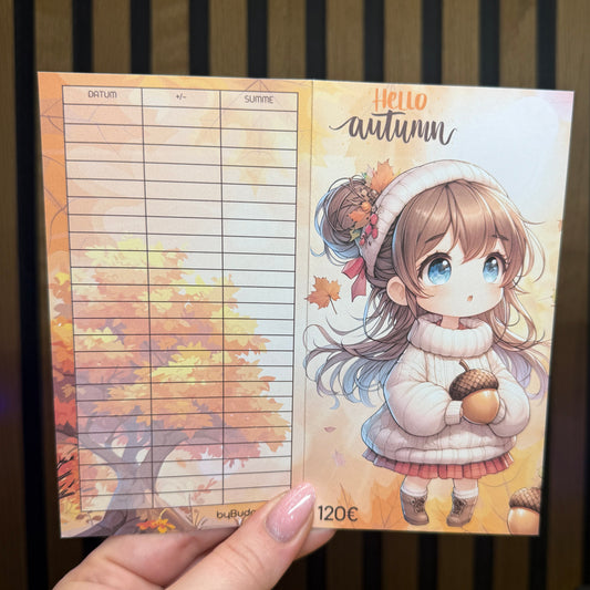 Hello Aumn Chibi Girl I folding card