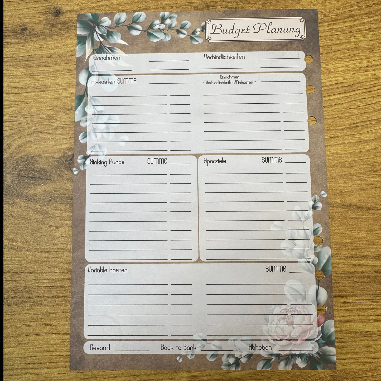 Budget planner in vintage design I A5 inserts I 6-hole punched