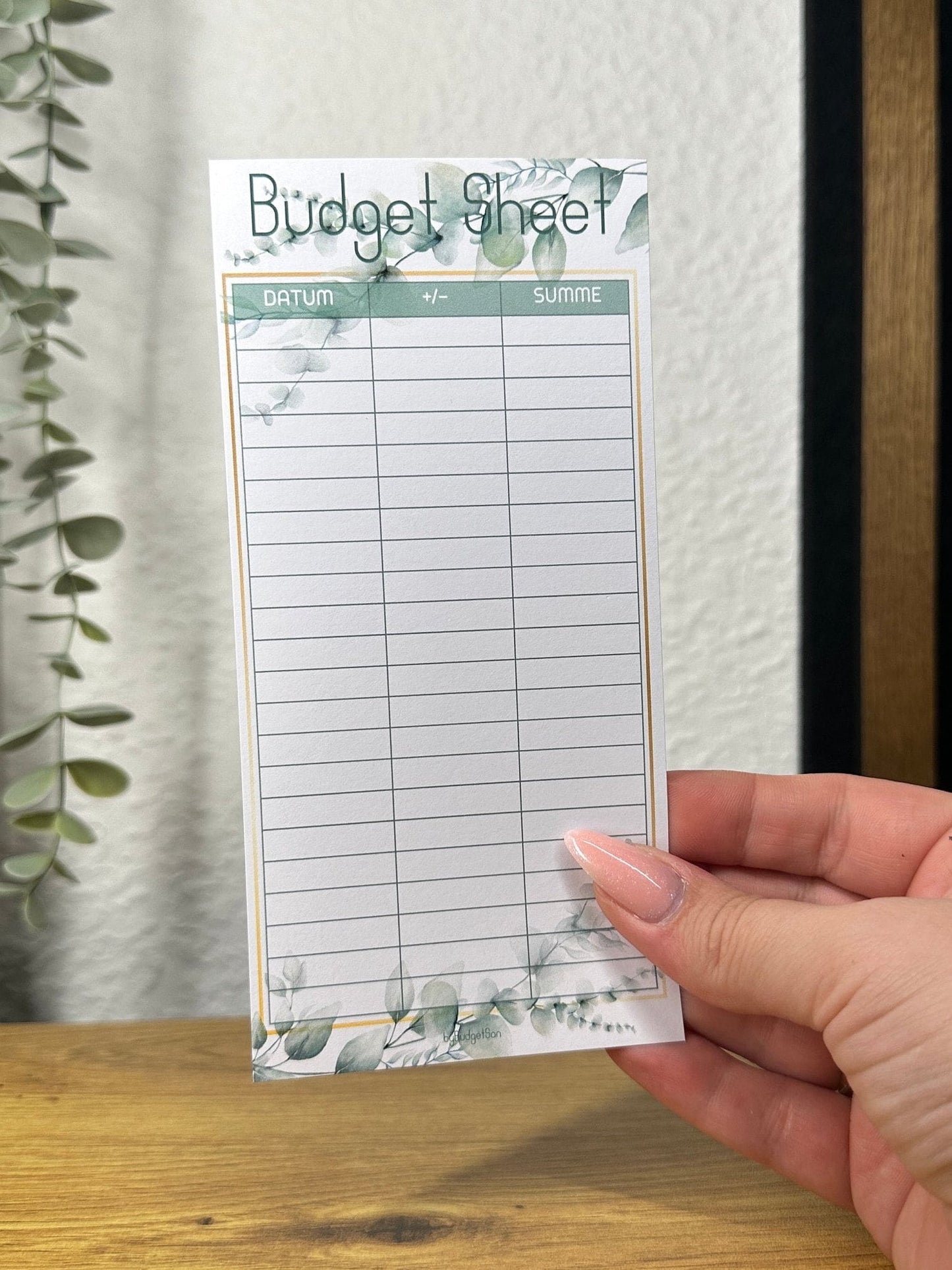 Budget Sheets -Eucalyptus Design - zipperlose Envelope I Umschläge A6 A5
