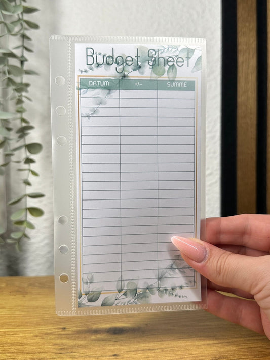 Budget Sheets -Eucalyptus Design - zipperlose Envelope I Umschläge A6 A5