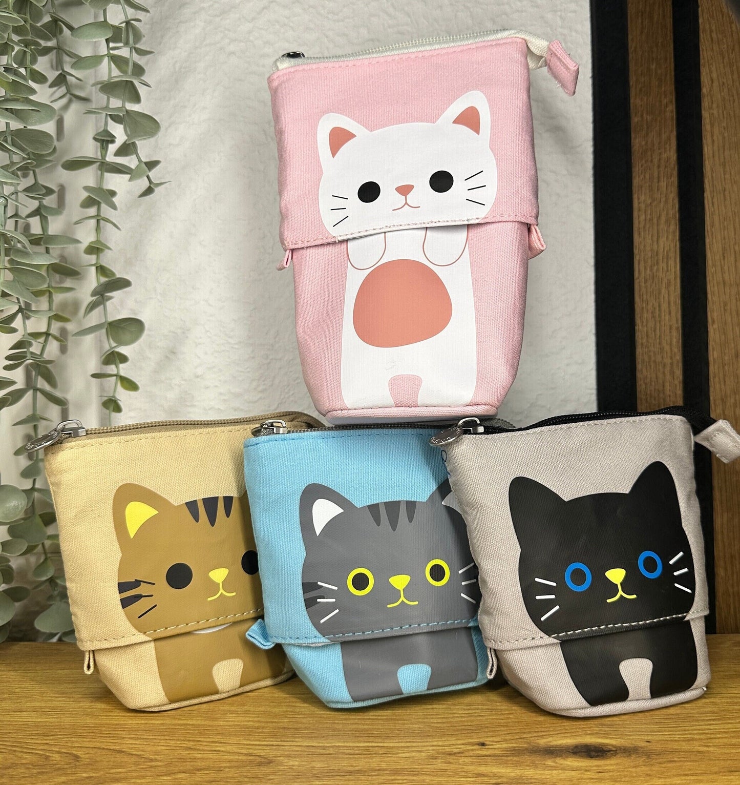 Cat Pencil Case, with three inner compartments