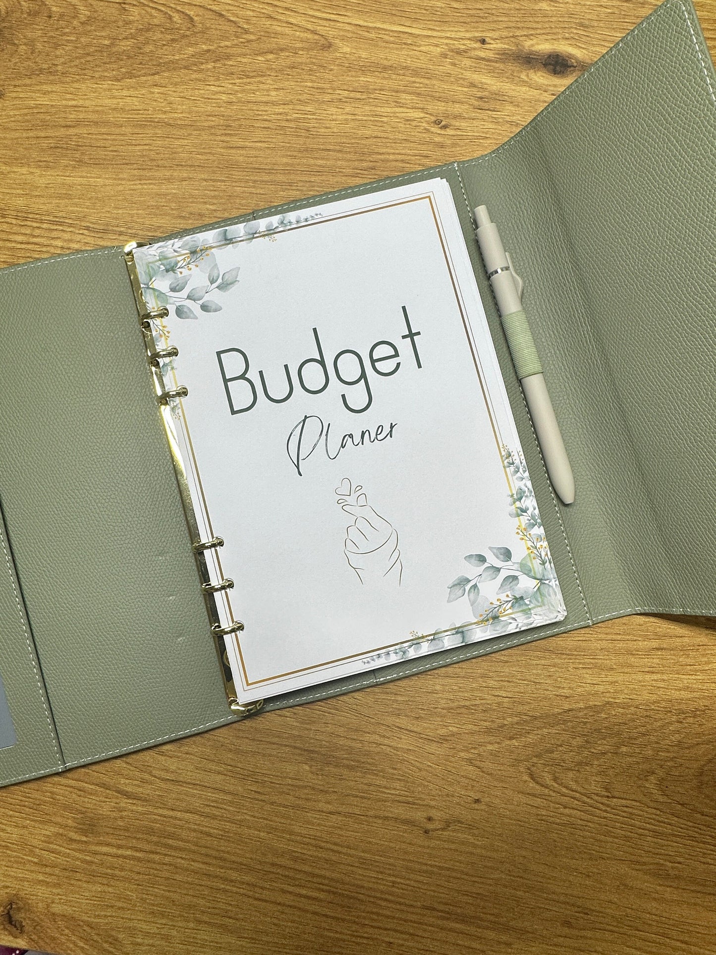 Budget Planer im Eukalyptus Gold Design I A5 Einlagen I 6fach gelocht