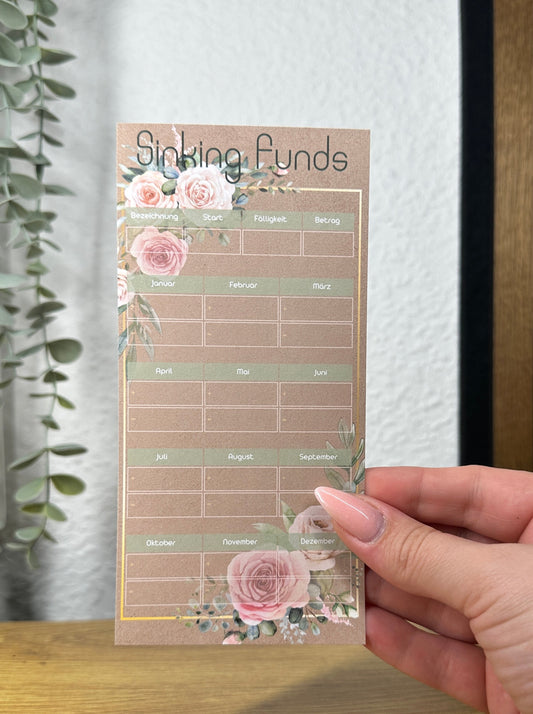 Sinking Funds - Kraftpapier Design - zipperlose Envelope I Umschläge A6 A5