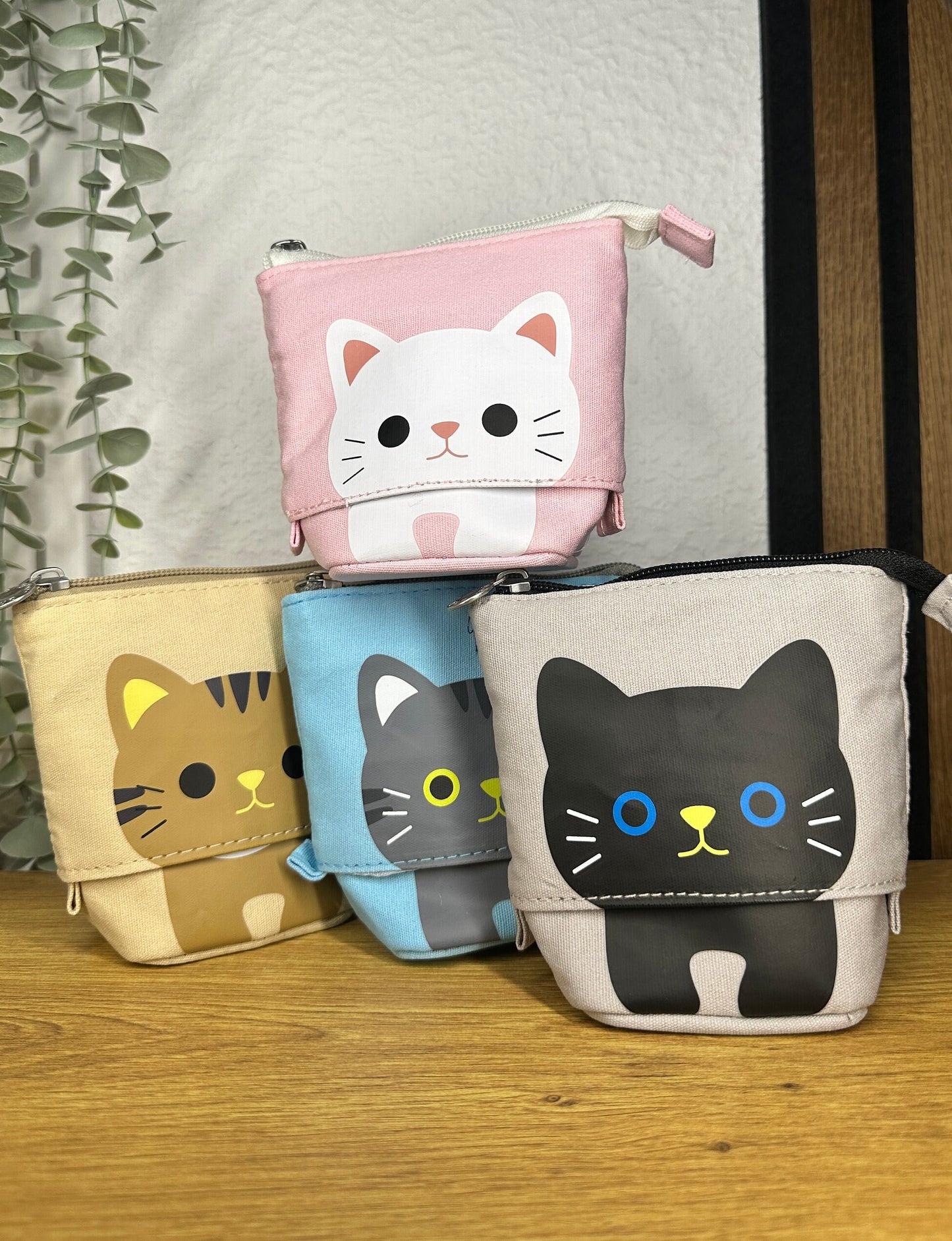 Cat Pencil Case, with three inner compartments